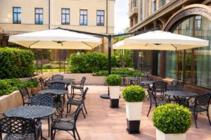 Parasol zewnętrzny wspornikowy Double podwójna kopuła 3x6m