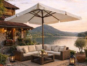 Parasol Genoa, kwadratowy z centralnym słupem – 3,5 X 3,5M