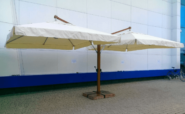 Parasol wspornikowy w wersji Lux w kształcie litery „V” lub „T”, dwukopułowy „Double Rome” 4x8m - obrazek 3