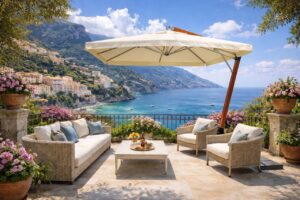 Parasol zewnętrzny wspornikowy „XL”, jednokopułowy, kwadratowa kopuła 3x3m