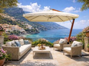 Parasol zewnętrzny wspornikowy „XL”, jednokopułowy, kwadratowa kopuła 3x3m