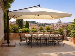 Parasol wspornikowy Palermo 3.5m x 3.5m. Przeznaczony dla kawiarni,terenów zewnętrznych, placów przed domem, hoteli.