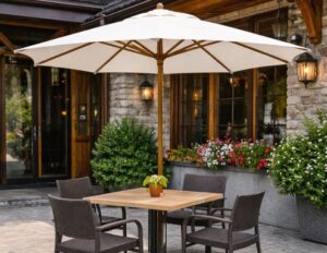 Parasol zewnętrzny Solo, okrągła kopuła. Średnica kopuły 4m